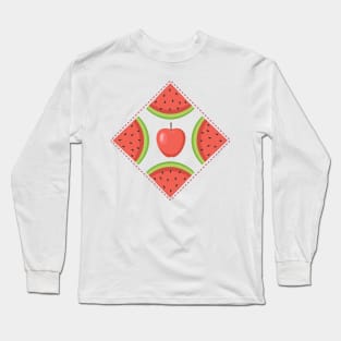 Apple Watermelon Badge Long Sleeve T-Shirt